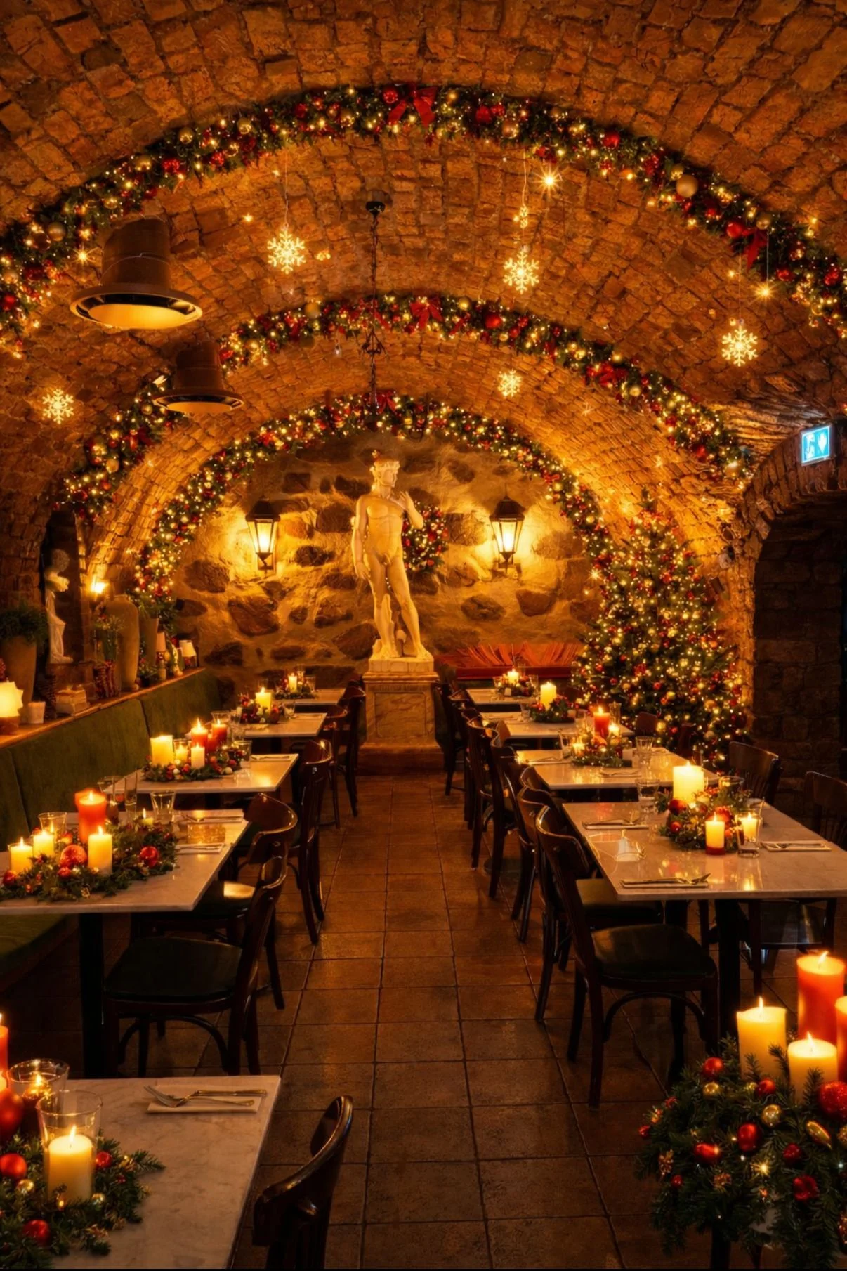 Valvet med Davidsstatyn, dukat för julbord